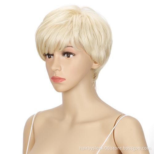 10 inches white blonde 613 Hair Wig High Temperature finger short Pixie Cut Synthetic Wigs Heat Resistant synthetic hair wigs